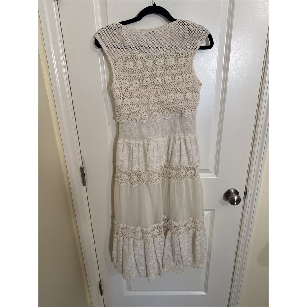 Sundance Ivory Cotton Crocheted Midi Dress Size 8 - Picture 8 of 11